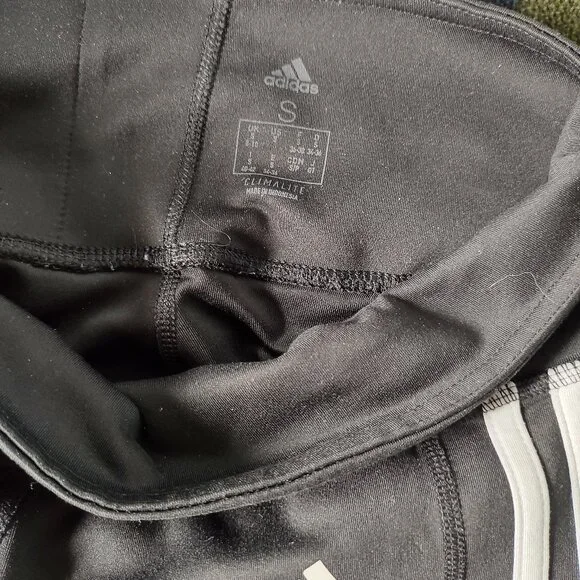 Black Adidas Climalite High Rise 3 Stripe Legging Sz S - Picture 7 of 7